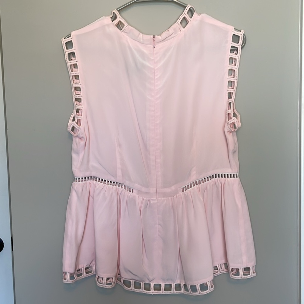 Cynthia Rowley Sleeveless Pink Silk Peplum Blouse Size Large - Picture 7 of 12